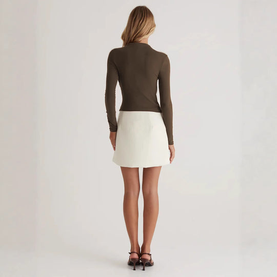 Damen Langarmshirt mit elegantem Wickeldesign und hochgeschlossenem Kragen R&B