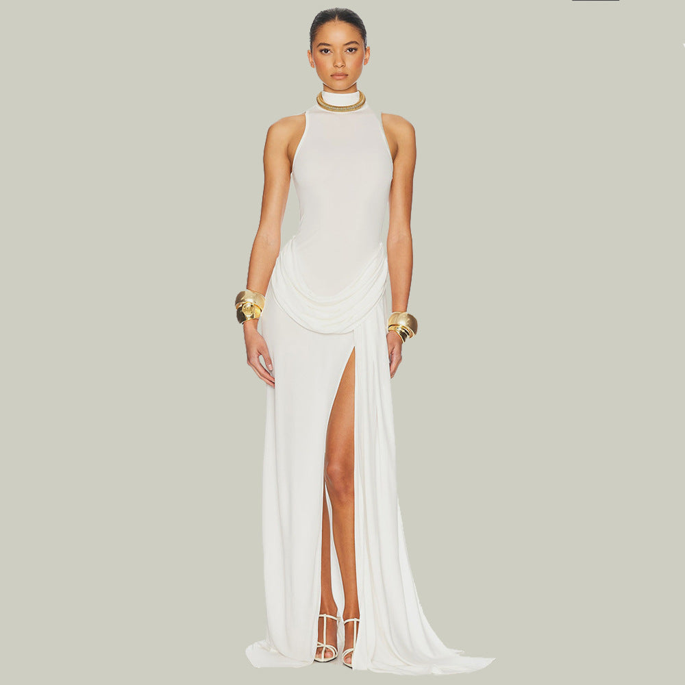 Damen Maxikleid mit figurbetontem Schnitt und elegantem Drapierungselement R&B
