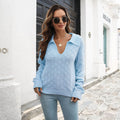 Damen Pullover mit modischem V-Ausschnitt und strukturiertem Muster R&B