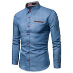 Herren Denim Langarmhemd mit eleganten Kontrasten und modernem Schnitt