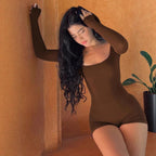 Damen Eleganter Langarm Bodysuit