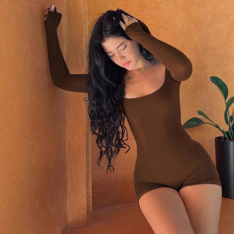 Damen Eleganter Langarm Bodysuit