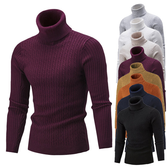 Herren Rollkragenpullover im klassischen Rippmuster R&B