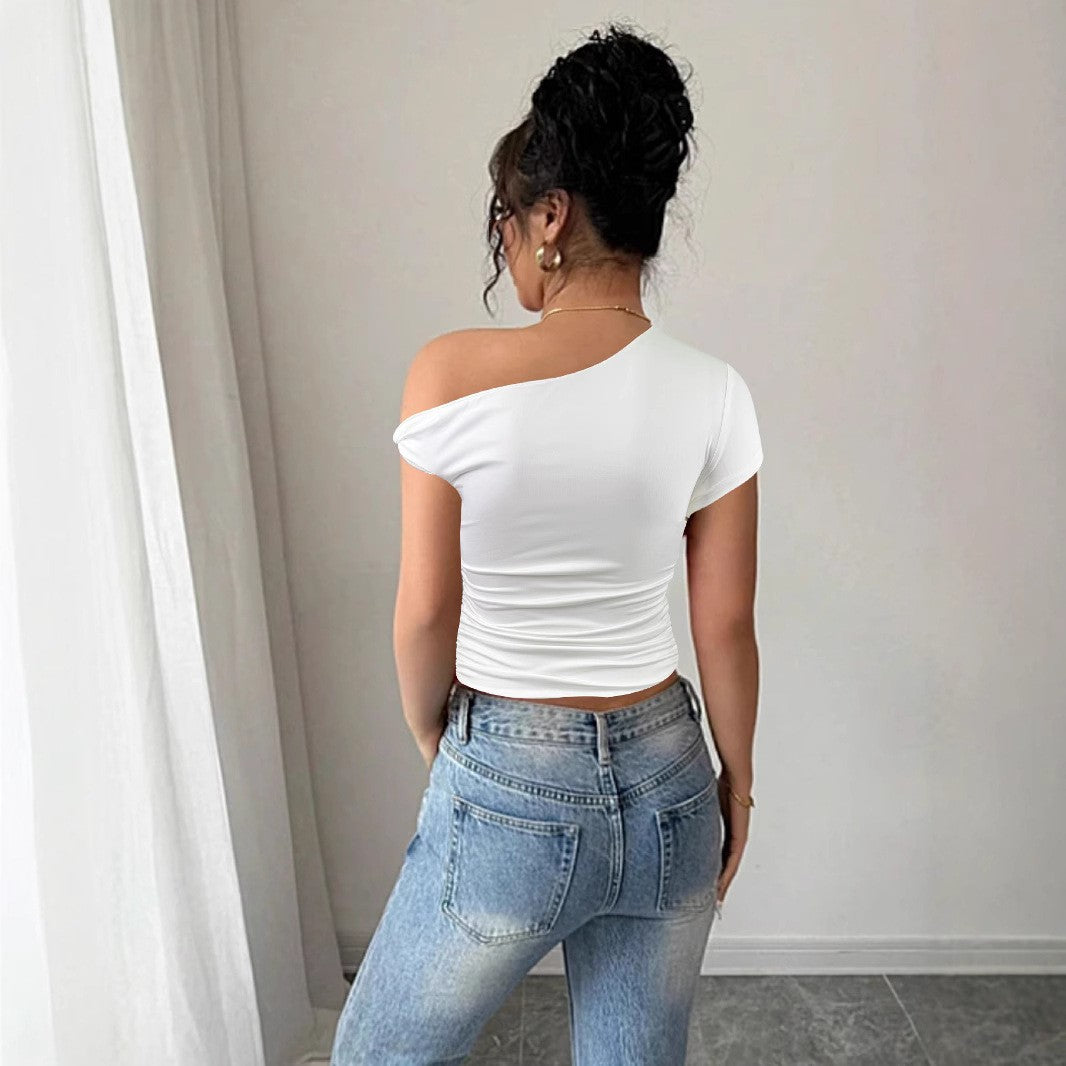 Damen Off-Shoulder Shirt mit Raffung und tailliertem Schnitt R&B