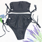 Damen Bikini-Set mit hohem Bund und modischem Knotendetail R&B