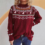 Damen Grobstrickpullover mit festlichem Muster und modernem Zopfdessin R&B