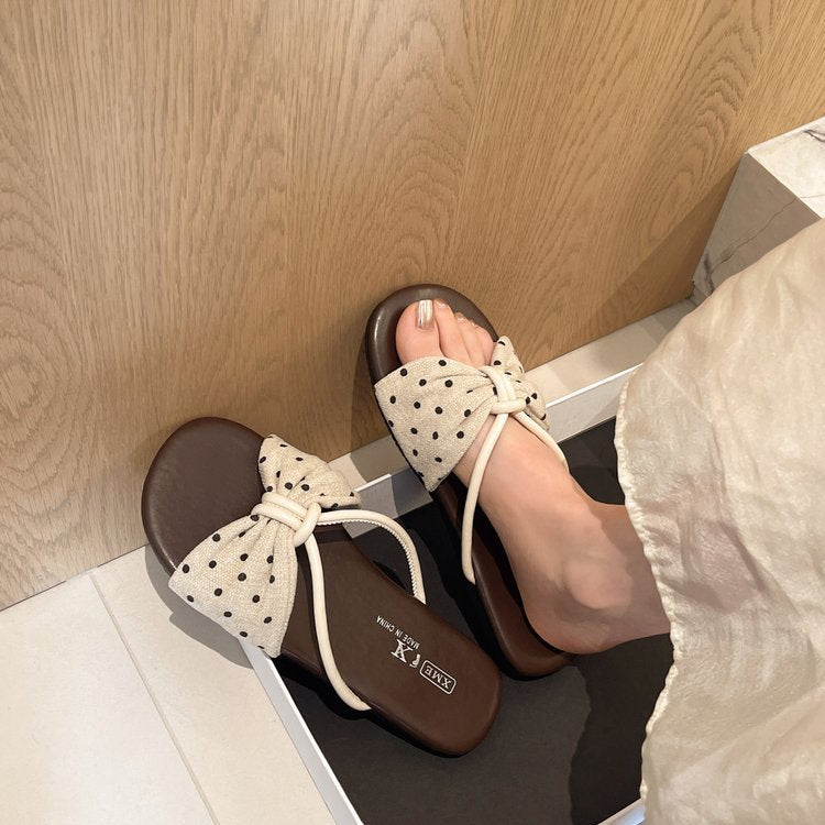 Damen modische Badeslipper mit dekorativer Schleifenapplikation R&B