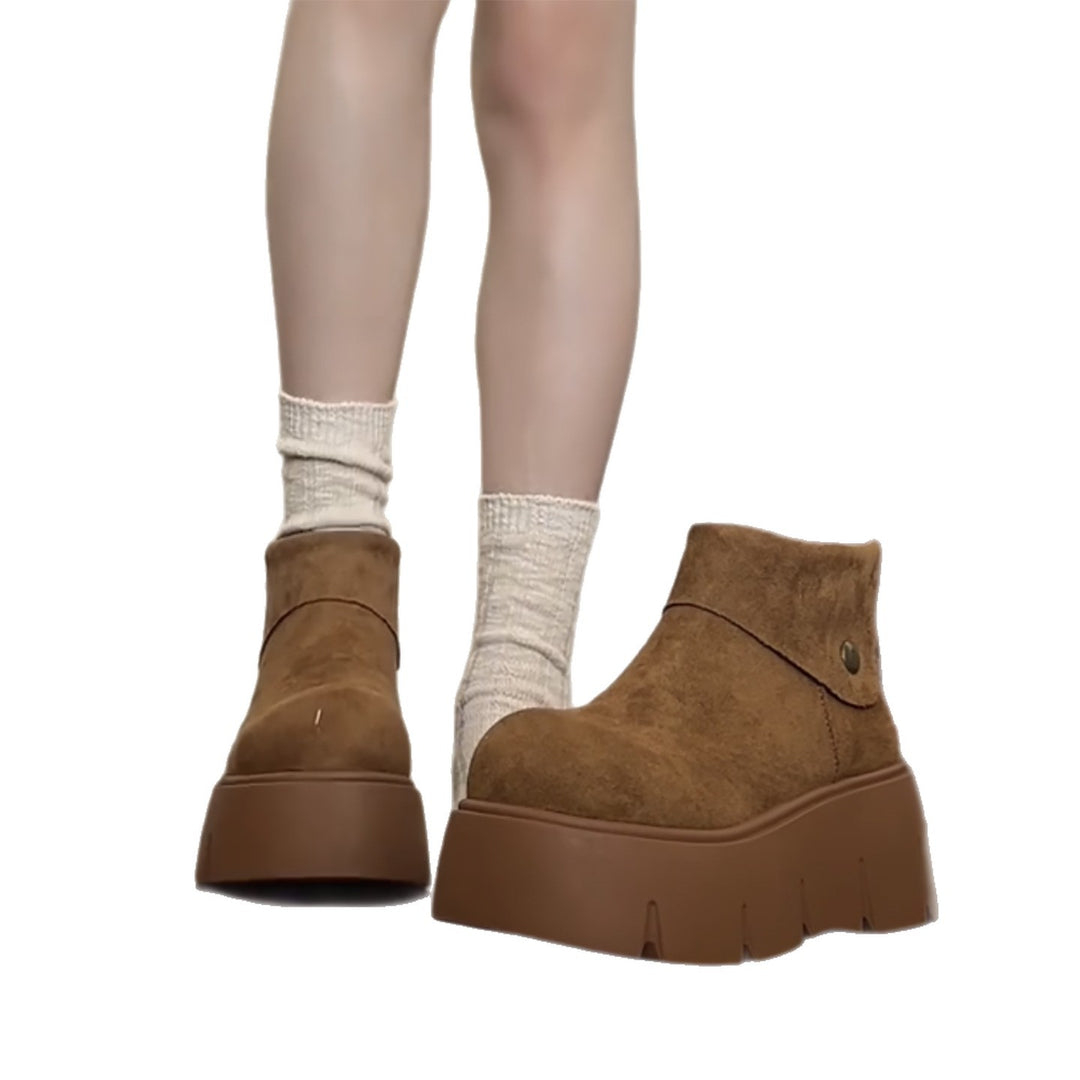 Damen Stiefeletten mit modischem Plateau und praktischen Druckknopf R&B