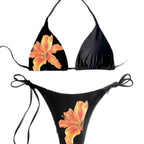 Damen Triangel-Bikini mit floralen Akzenten und verstellbaren Bändern R&B
