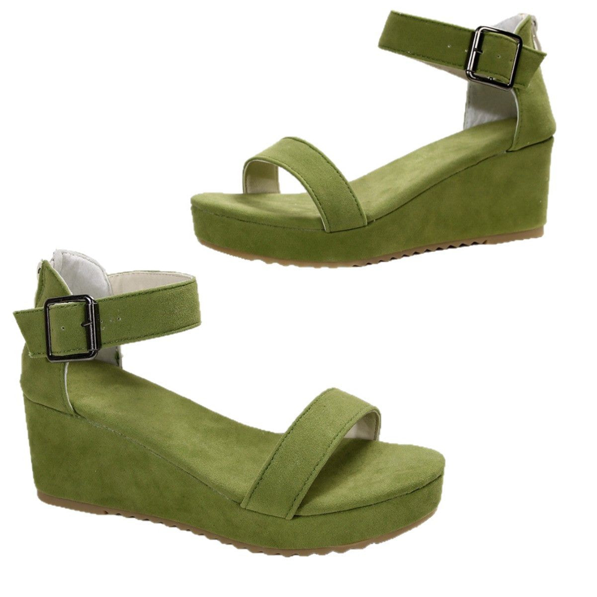 Damen Keil-Sandalen mit verstellbarem Riemen und rutschfester Sohle R&B