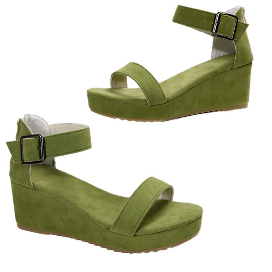 Damen Keil-Sandalen mit verstellbarem Riemen und rutschfester Sohle R&B