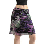 Damen Blumenmuster Midirock mit elastischem Bund und schwingendem Saum R&B
