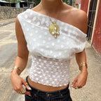 Damen elegantes Oberteil mit asymmetrischem Schnitt und Rüschendetails R&B