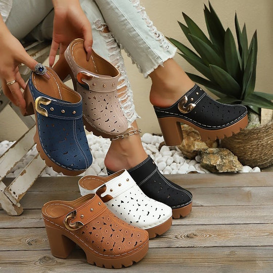 Damen Komfortable und stylische Clogs mit dekorativem Anhänger R&B