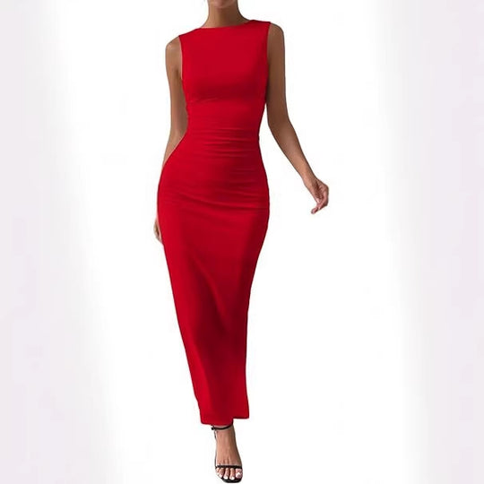 Damen Maxikleid mit figurbetontem Schnitt und seitlichem Schlitz R&B
