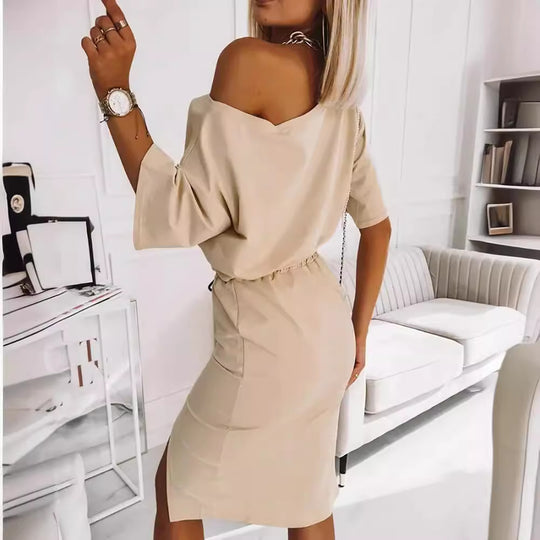 Damen lässiges Crop-Top und Rock Set mit seitlichem Schlitz R&B