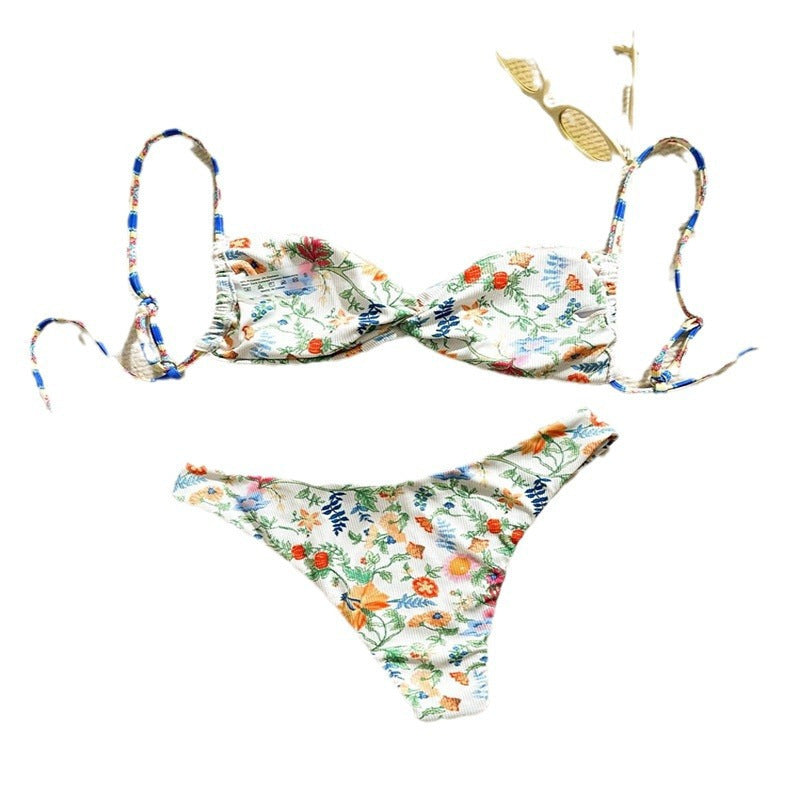 Damen Triangel-Bikini mit floralem Design und verstellbaren Trägern R&B