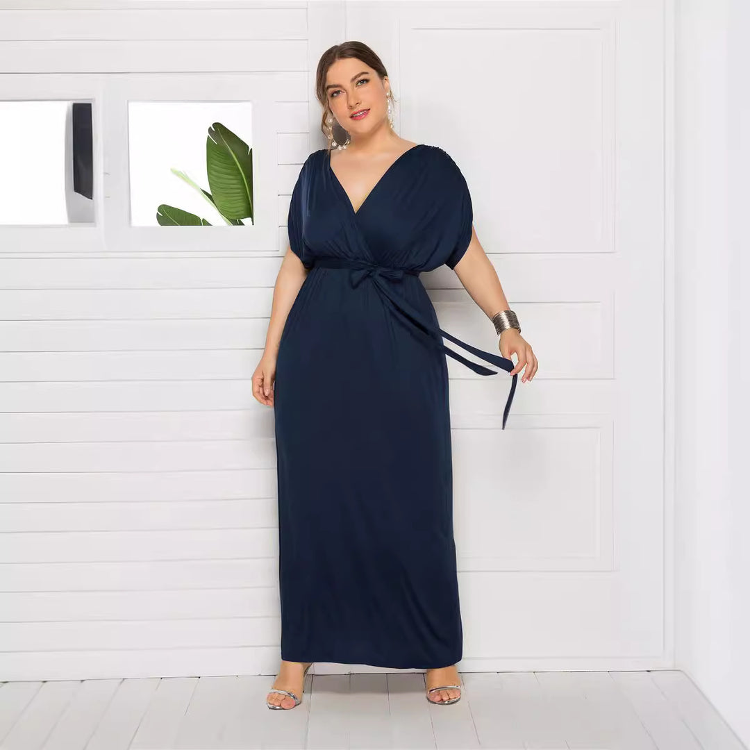 Damen Maxikleid mit raffiniertem Wickeldesign R&B