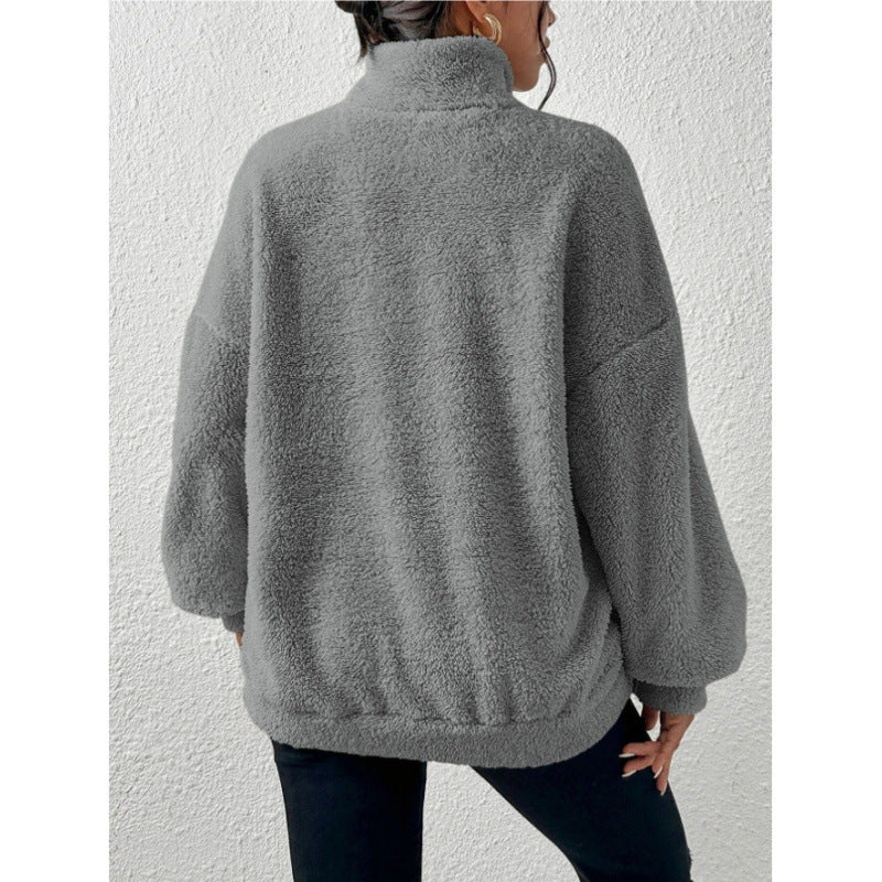 Damen Fleece-Pullover mit hohem Kragen R&B