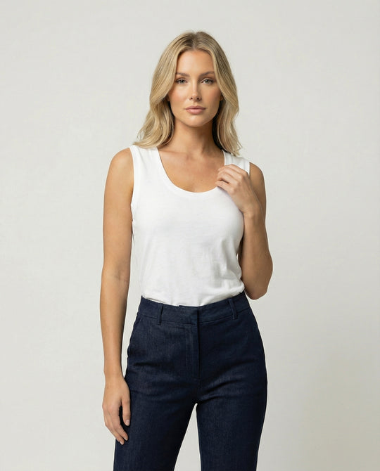Elegantes Damen Tank Top Baumwolle Rundhals Sommer Basic Weste