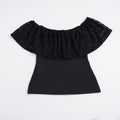 Damen Off-Shoulder Oberteil mit Rüschendetails und eleganten Spitzenakzenten R&B