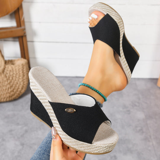 Damen Wedge-Pantoletten mit komfortablem Fußbett und trendiger Ziernaht R&B