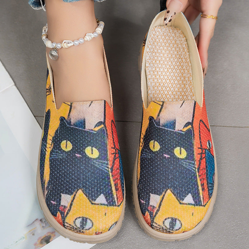 Damen Komfortable Slip-On Freizeitschuhe mit buntem Muster R&B