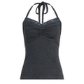 Damen Sexy Spaghetti-Trägertop mit Spitzeneinsätzen R&B