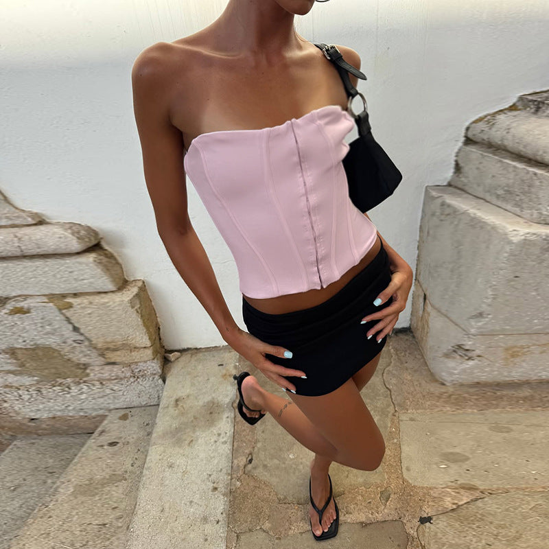 Damen Korset-Oberteil mit elegantem Zip-Design und taillierter Silhouette EB