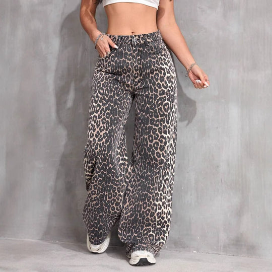 Damen Weite Jeans mit Wildleder-Optik und hoher Taille R&B