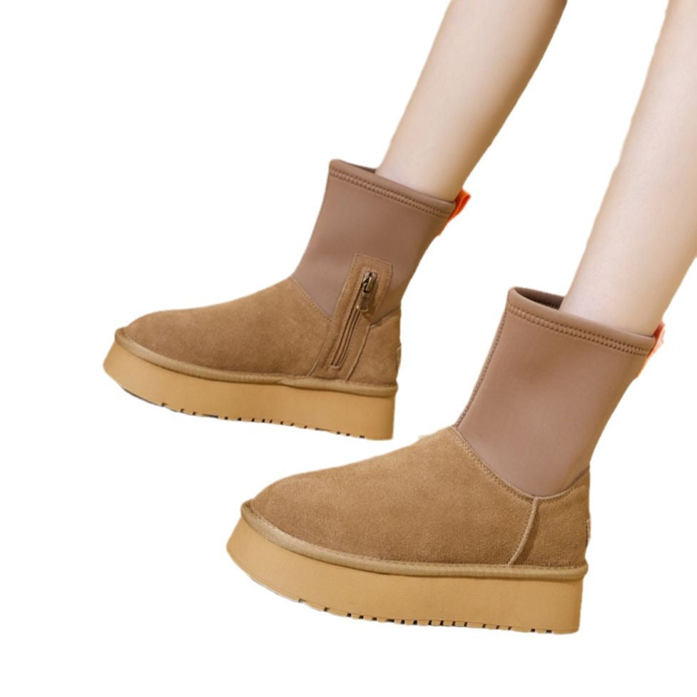 Damen Modische Stiefel mit elastischem Obermaterial und rutschfester Sohle