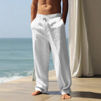 Herren Bequeme Leinenhose mit elastischem Bund und seitlichen Taschen