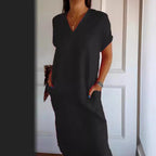 Damen luftiges Leinenkleid mit praktischen Seitentaschen R&B