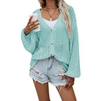 Damen Strickjacke mit luftiger Lochstruktur