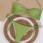 Damen Bandeau-Bikini mit eleganten Perlenschnüren R&B