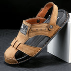 Herren Komfortable Leder-Sandalen mit verstellbarem Riemen R&B