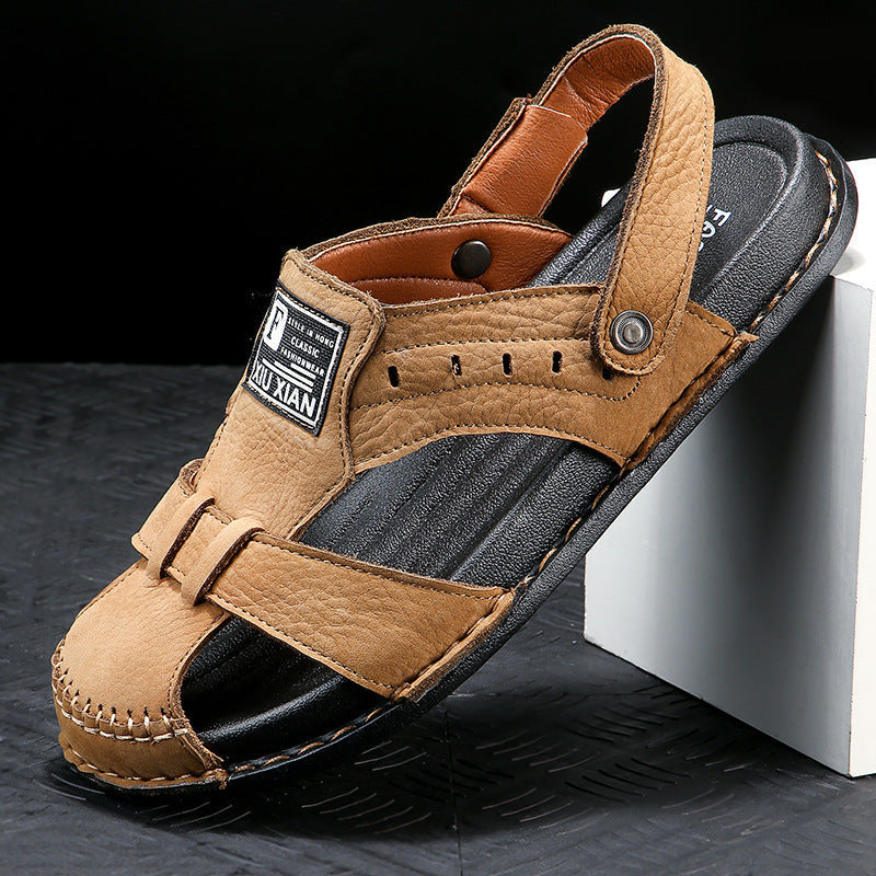 Herren Komfortable Leder-Sandalen mit verstellbarem Riemen R&B