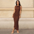 Damen Elegantes Maxikleid mit asymmetrischem Schnitt und drapiertem Detail R&B