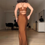 Damen Maxi-Kleid mit schmalem Trägerdesign und fließendem Schnitt R&B