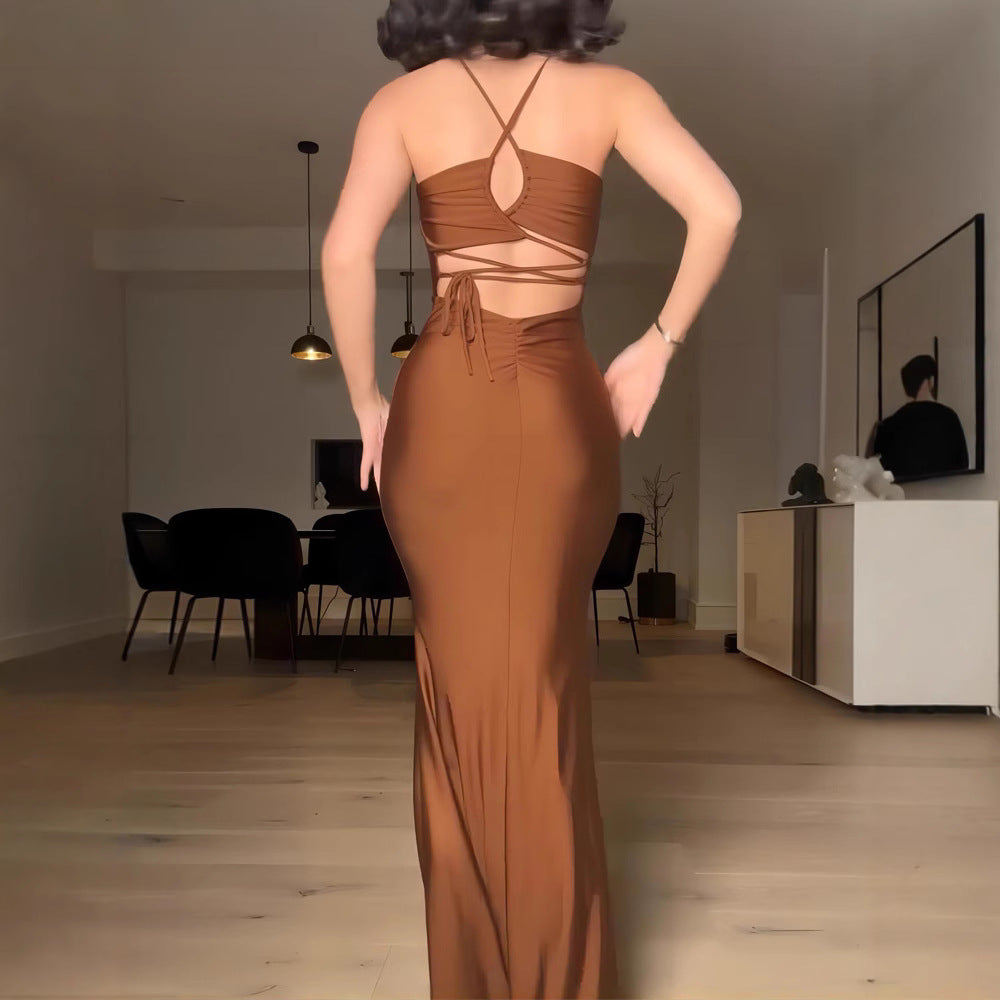 Damen Maxi-Kleid mit schmalem Trägerdesign und fließendem Schnitt R&B