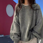 Damen Oversized Strickpullover mit eleganten Puffärmeln und modernem Design R&B