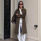 Damen Modische Trenchcoat Jacke mit lässigem Schnitt und praktischen Taschen R&B