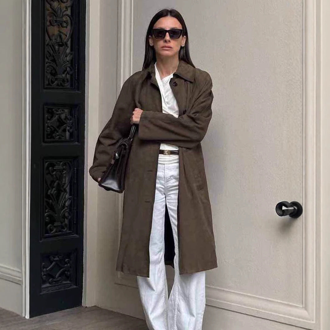 Damen Modische Trenchcoat Jacke mit lässigem Schnitt und praktischen Taschen R&B