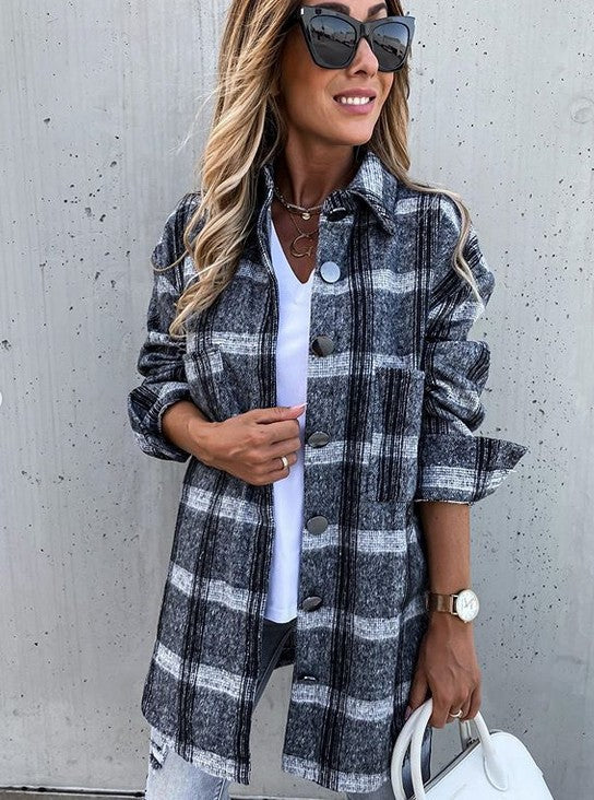 Damen Karierte Overshirtjacke R&B