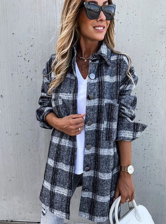 Damen Karierte Overshirtjacke R&B