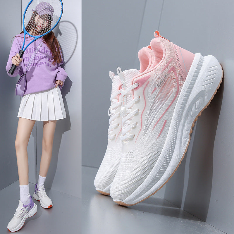 Damen Atmungsaktive Freizeitsneaker mit stoßdämpfender Sohle und elastischer Schnürung