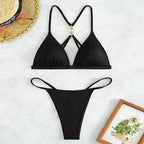 Damen Triangel-Bikini mit raffiniertem Details und verstellbaren Trägern R&B