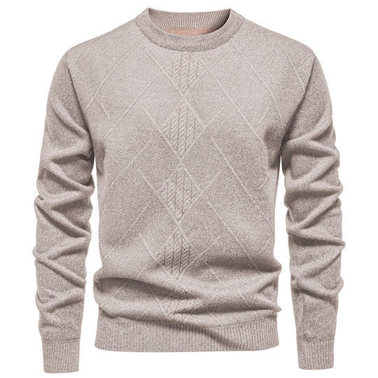Herren Feiner Strickpullover mit strukturiertem Zopfmuster und Rundhalsausschnitt R&B