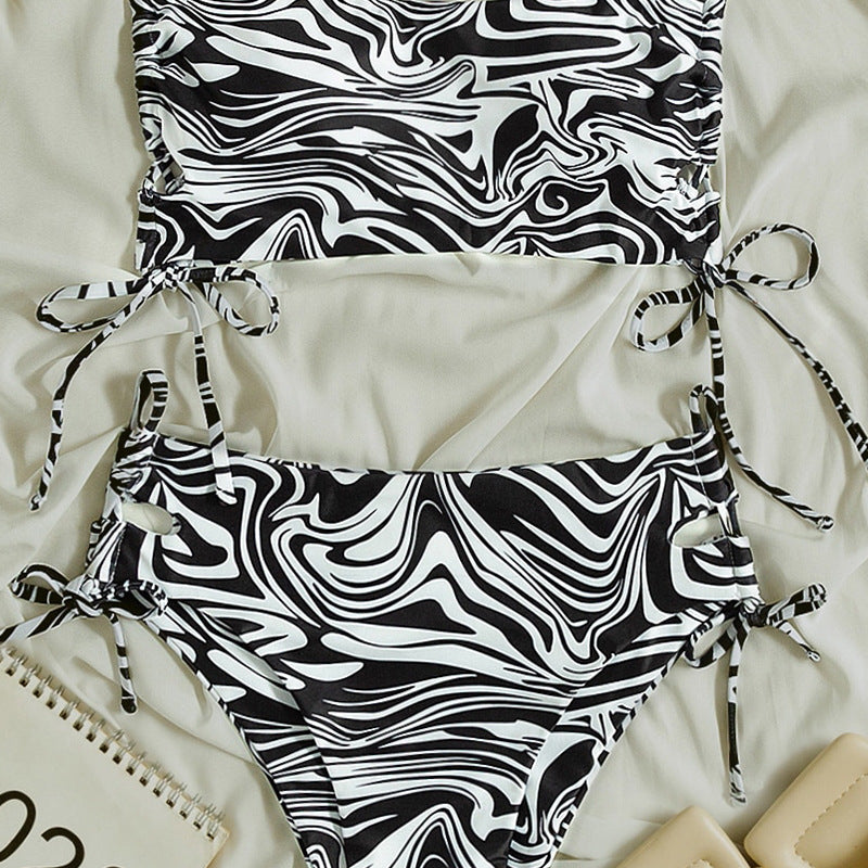 Damen Bandeau-Bikini-Set mit Stilvollem Rüschendesign
