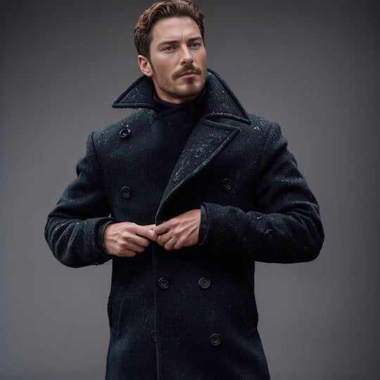 Herren eleganter und stilsicherer Peacoat mit doppelter Knopfreihe R&B